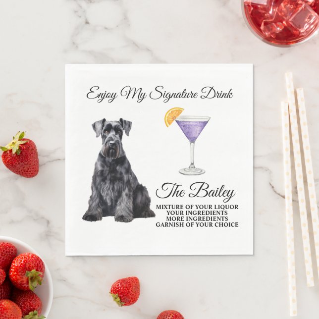 Giant Schnauzer Wedding Signature Drink Napkins (Insitu)