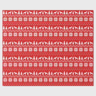 Giant Schnauzers Christmas Sweater Pattern Red Wrapping Paper