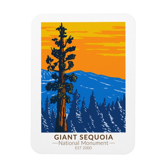 Giant Sequoia National Monument California Vintage Magnet (Vertical)