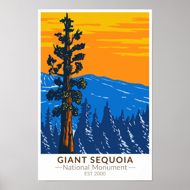 Giant Sequoia National Monument California Vintage Poster (Front)