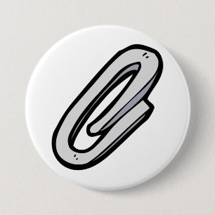 Giant Silver Paperclip Office and Stationery 7.5 Cm Round Badge