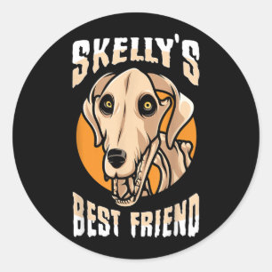 Giant Skelly Dog Halloween Classic Round Sticker