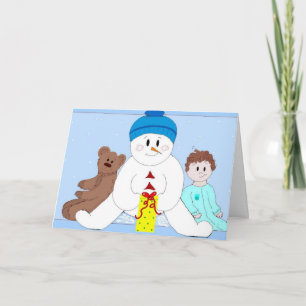 Giant Snowman and Friends Holiday Card
