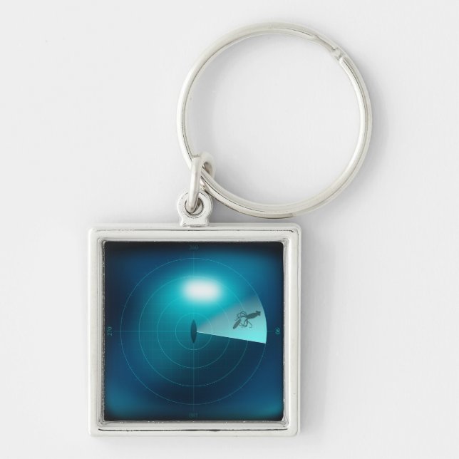 Giant Squid on Ship's Sonar Nautical Steampunk Key Ring (Front)