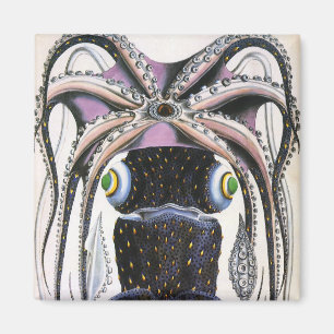 Giant Squid or Octopus, Vintage Marine Life Animal Magnet