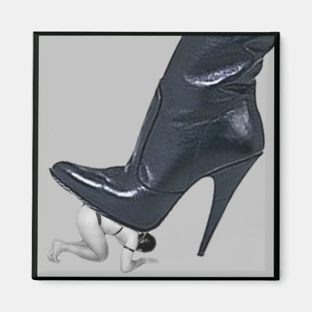 Giant Stiletto Boot Stepping on a slave Magnet (Front)