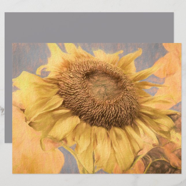 Giant Sunflower Country Yellow Grey Decoupage Art (Front/Back)