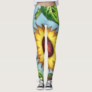 Giant Sunflower Floral Art Leggings