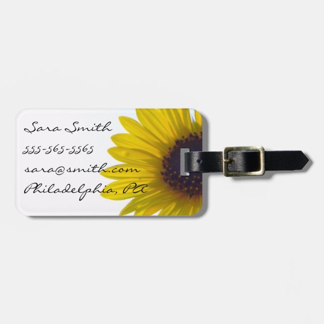 Giant Sunflower Luggage Tag - Customisable (Front Horizontal)