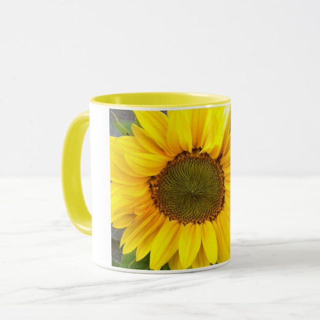 Giant Sunflower Mug with Yellow Interior (Front Left)