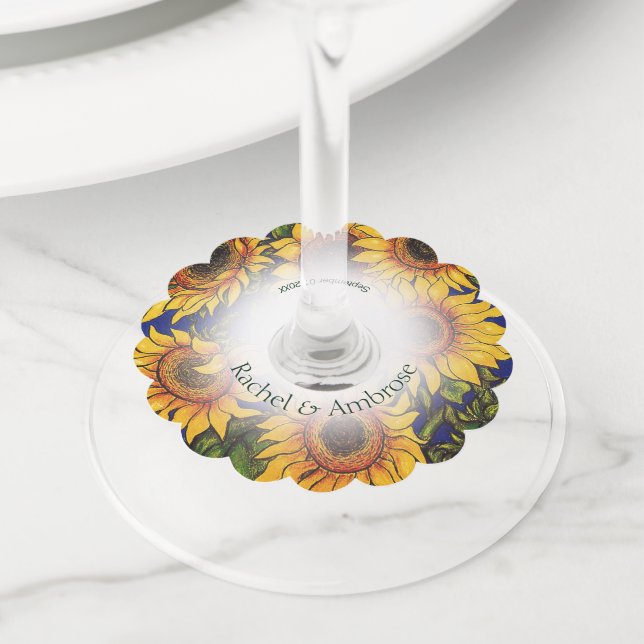 Giant Sunflower Wine Glass Tag (Close Up)