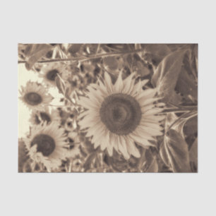 Giant Sunflowers Field Vintage Sepia Decoupage Tissue Paper