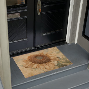 Giant Sunflowers Old Vintage Yellow Art Doormat