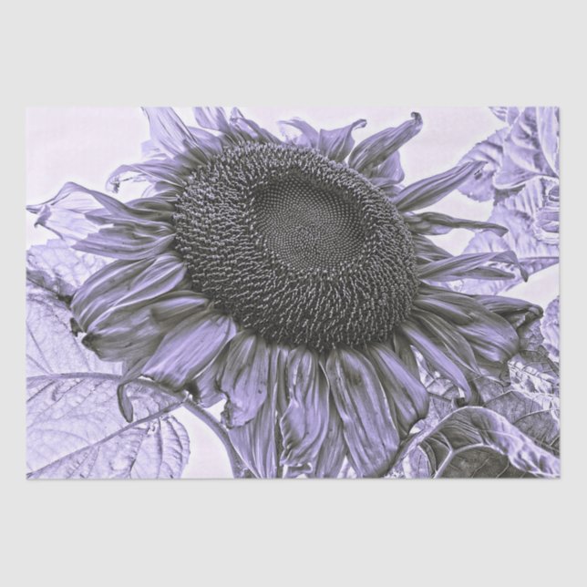 Giant Sunflowers Vintage Purple Decoupage Art Tissue Paper (Front)