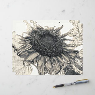 Giant Sunflowers Vintage Sepia Decoupage Art