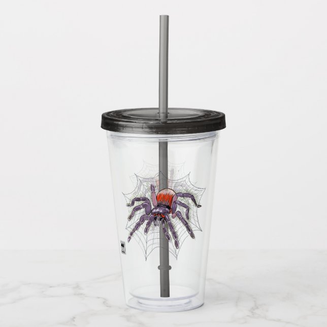 Giant Tarantula Creepy Pen and Ink Drawing Acrylic Tumbler (Front)