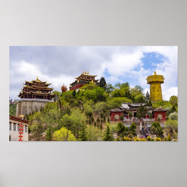 Giant tibetan prayer wheel in Shangri-la - Yunnan Poster (Front)