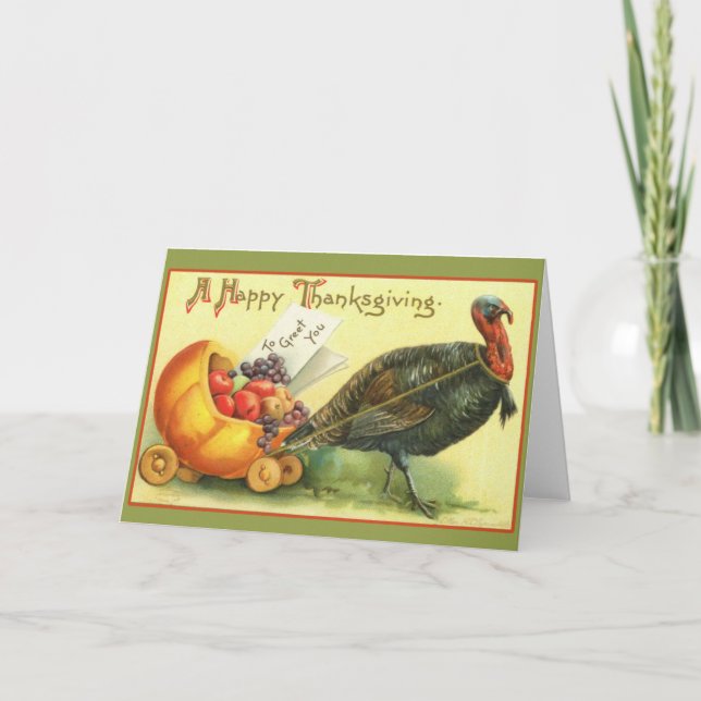 Giant Turkey Vintage Thanksgiving Art Cards (Front)