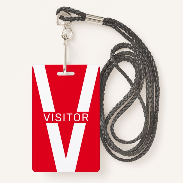 Giant V letter visitors badge ID Badge (Front with Lanyard)