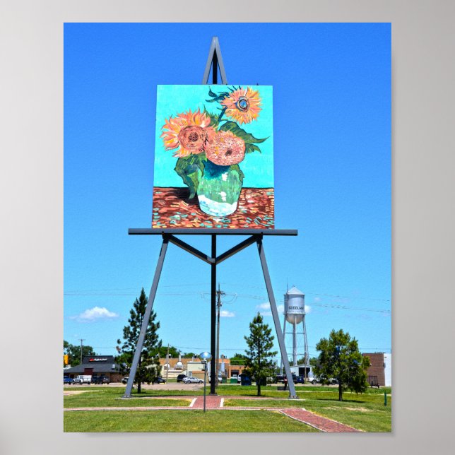 Giant Van Gogh's Sunflowers Artwork, Goodland, KS Poster (Front)