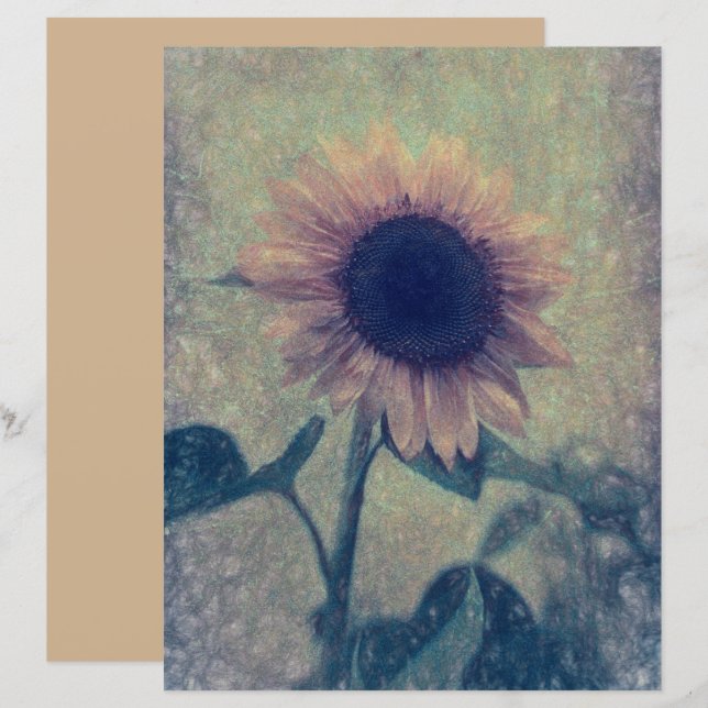 Giant Vintage Sunflower Yellow Green Texture (Front/Back)