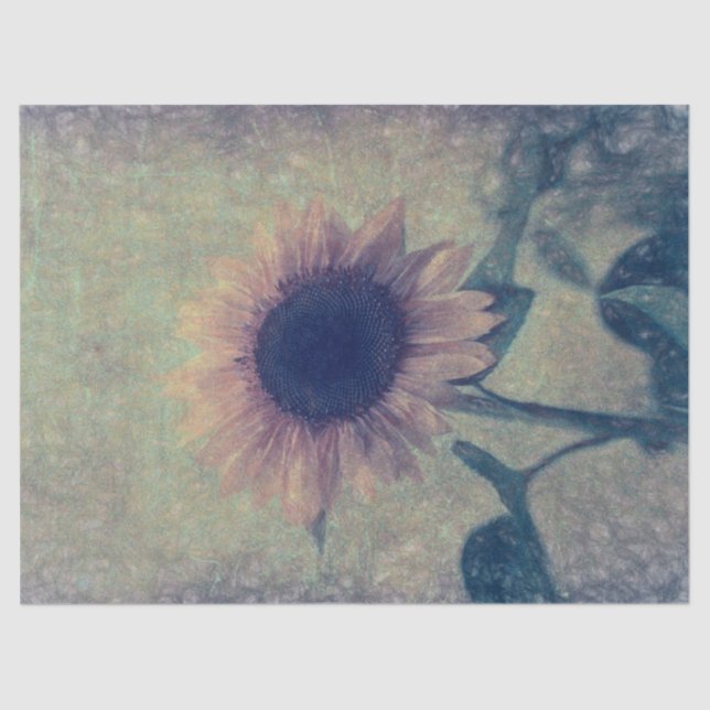 Giant Vintage Sunflower Yellow Green Texture Tissue Paper (Front)