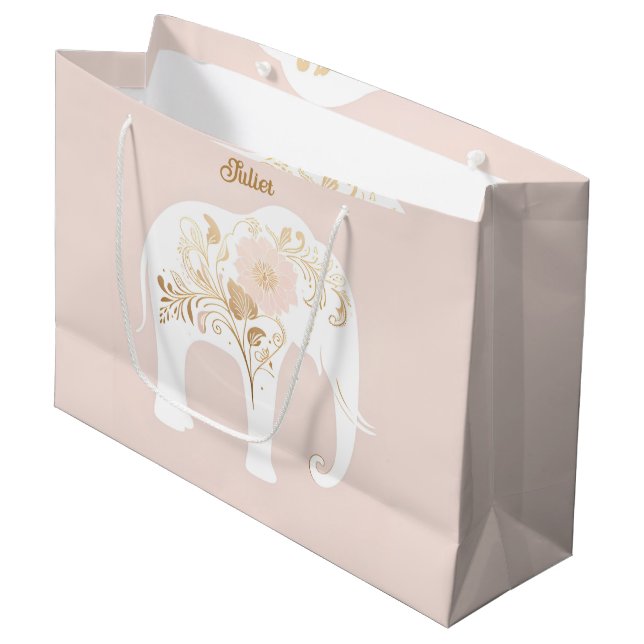 giant white elephant  large gift bag (Front Angled)