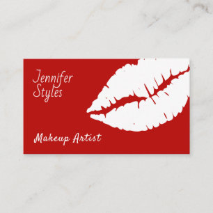 Giant white kiss lips trace business card
