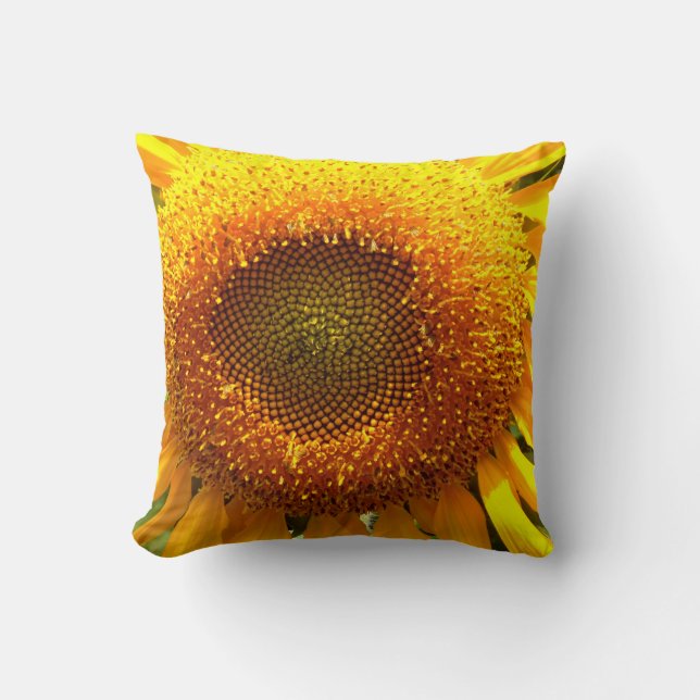 Giant yellow mammoth sunflower photo cushion (Front)