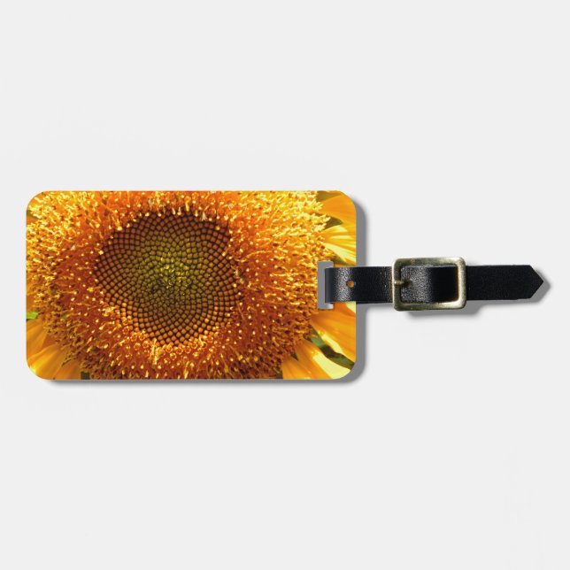 Giant yellow mammoth sunflower photo luggage tag (Front Horizontal)