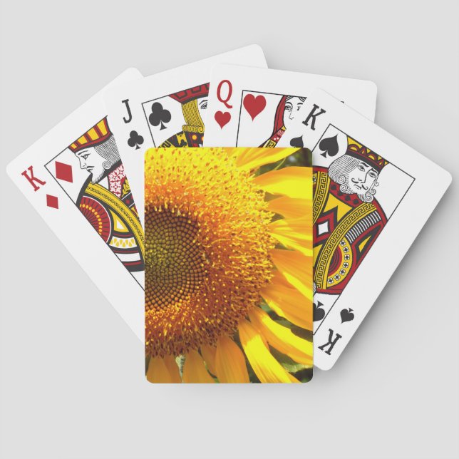 Giant yellow mammoth sunflower photo playing cards (Back)