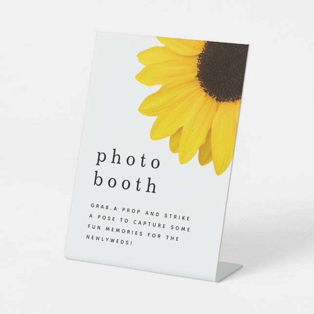 Giant Yellow Sunflower Photo Booth Wedding Pedestal Sign (Front)