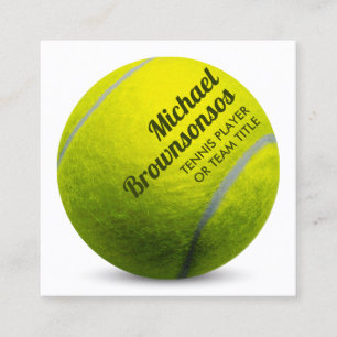 Giant Yellow Tennis Ball Curved Name Coach Square Business Card