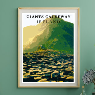 Giants Causeway, Antrim Ireland Retro Style  Poster
