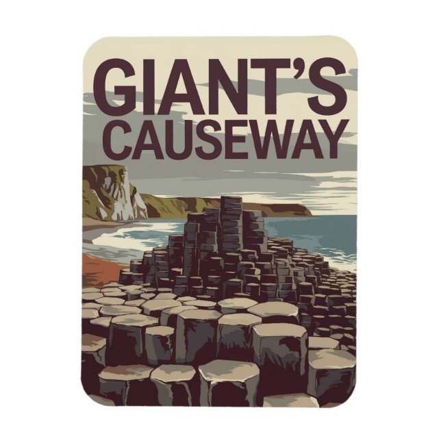 Giant's Causeway Ireland Illustration Travel Art Magnet (Vertical)
