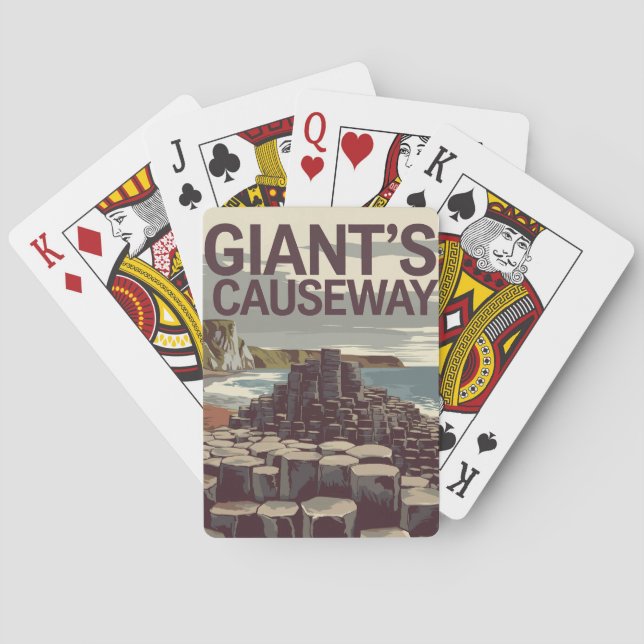Giant's Causeway Ireland Illustration Travel Art Playing Cards (Back)