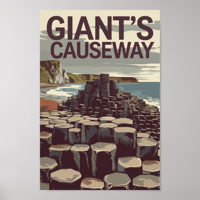 Giant's Causeway Ireland Illustration Travel Art Poster (Front)
