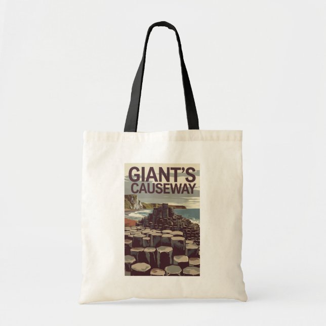 Giant's Causeway Ireland Illustration Travel Art Tote Bag (Front)