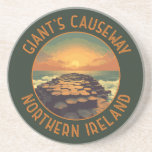 Giant's Causeway Ireland Retro Distressed Circle Coaster<br><div class="desc">Giant's Causeway in a vector art style. The Giant's Causeway is made up of over 40, 000 interlocking basalt columns that were formed by lava that cooled and contracted,  creating regular stress patterns and cracks.</div>