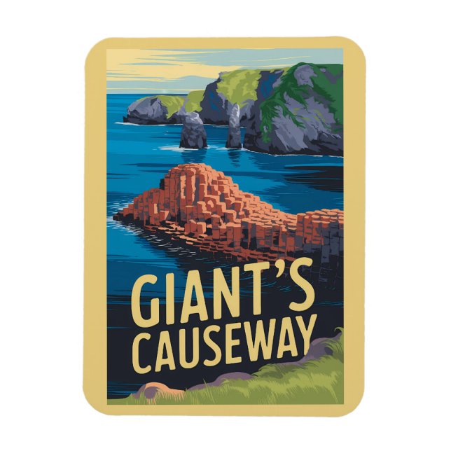 Giant's Causeway Ireland Travel Art Vintage Magnet (Vertical)