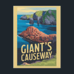 Giant's Causeway Ireland Travel Art Vintage Postcard<br><div class="desc">Giant's Causeway in a vector art style. The Giant's Causeway is made up of over 40, 000 interlocking basalt columns that were formed by lava that cooled and contracted,  creating regular stress patterns and cracks.</div>