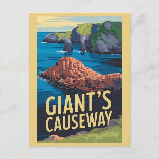 Giant's Causeway Ireland Travel Art Vintage Postcard (Front)