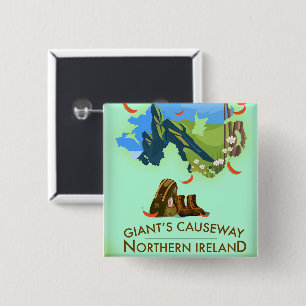 Giants Causeway Northern Ireland Map Travel poster 15 Cm Square Badge