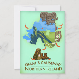 Giants Causeway Northern Ireland Map Travel poster Invitation