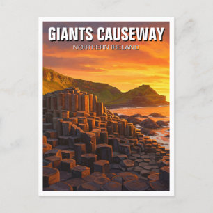 Giants Causeway Northern Ireland Travel Sunset Postcard