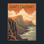 Giants Causeway Northern Ireland Travel Vintage Postcard<br><div class="desc">Giants Causeway vector art design. Giants Causeway is an area of about 40, 000 interlocking basalt columns,  the result of an ancient volcanic fissure eruption.</div>