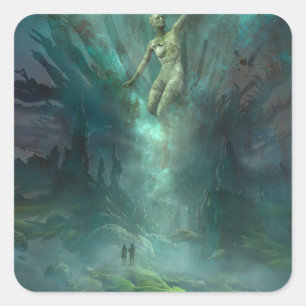 Giants in an alien dystopia square sticker