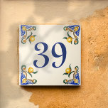 Giardino dei Limoni – House Number Ceramic Tile<br><div class="desc">Mediterranean ceramic-style house number tile with small sunny lemons and elegant ornament. Inspired by the lemon gardens of Sicily and the charm of Taormina,  bringing a warm Italian touch to your home entrance.</div>