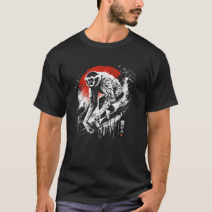 Gibbon. Cool Sumi-e Animal Sunset. T-Shirt