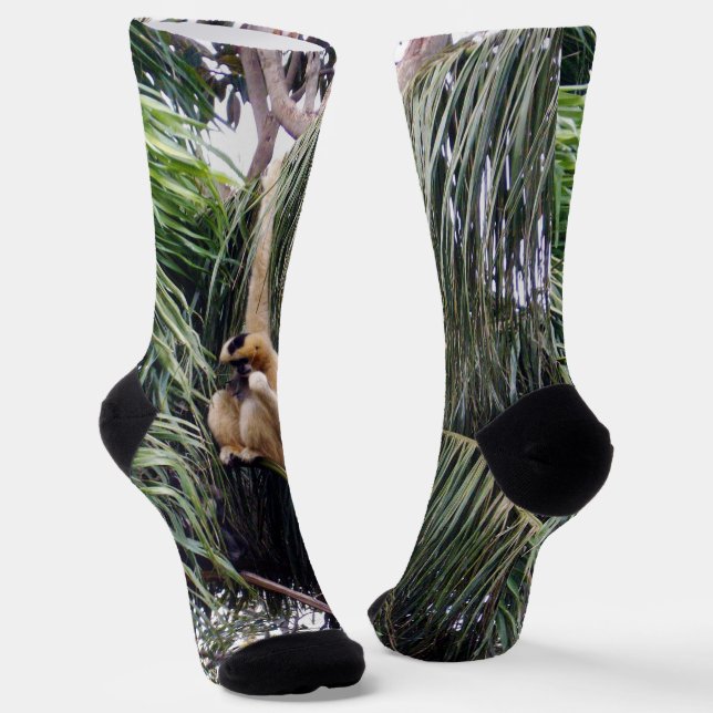 Gibbon Just Chillin, Crew Socks (Angled)